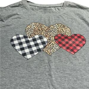 Gray Heart Pattern Women's Short Sleeve Valentine tshirt